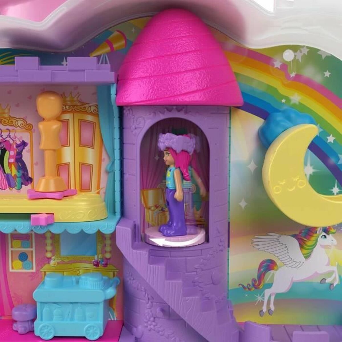 Playset Polly Pocket Coffret Salon De Coiffure Licorne Arc-en-ciel - Hračky a Hry Bábiky Postavičky