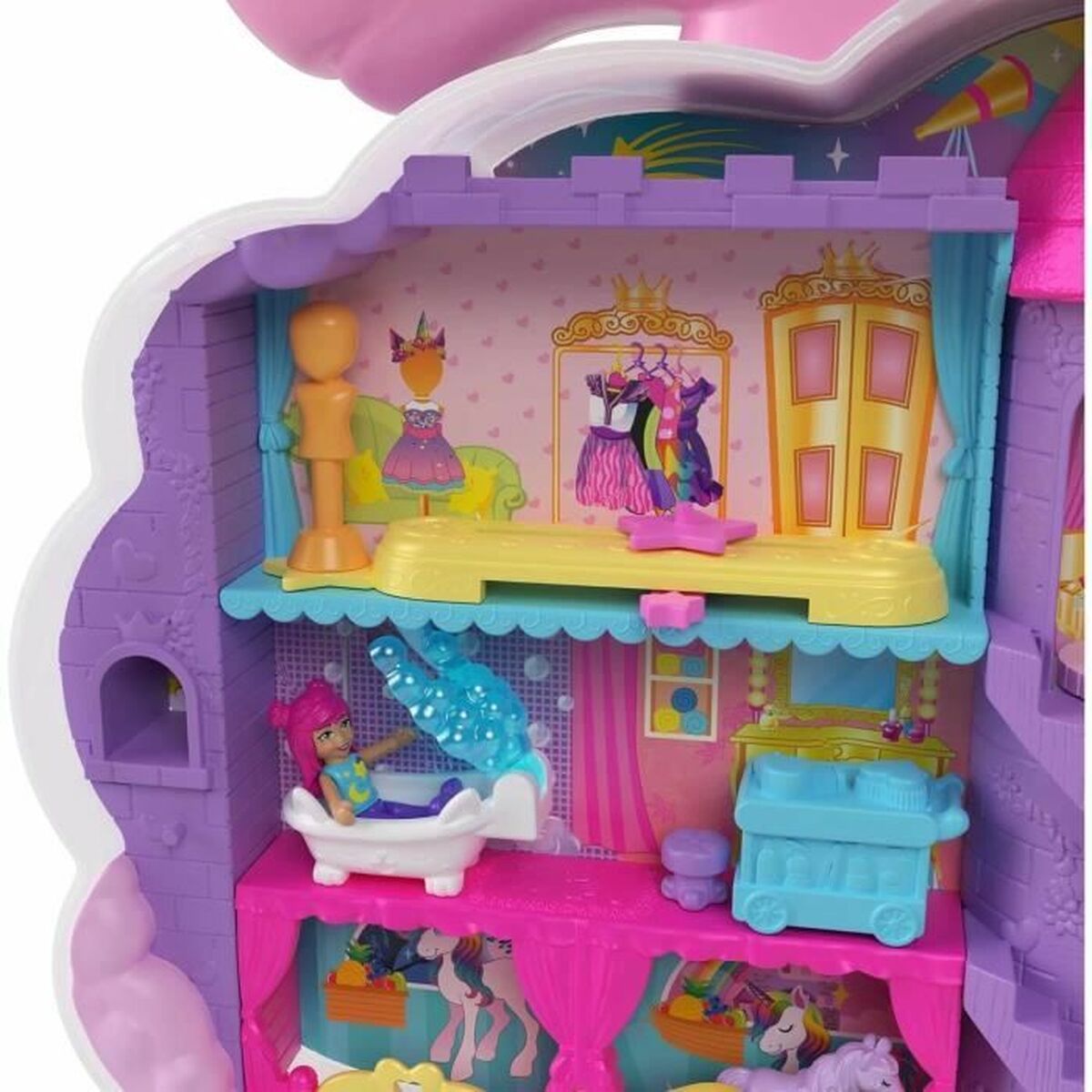 Playset Polly Pocket Coffret Salon De Coiffure Licorne Arc-en-ciel - Hračky a Hry Bábiky Postavičky