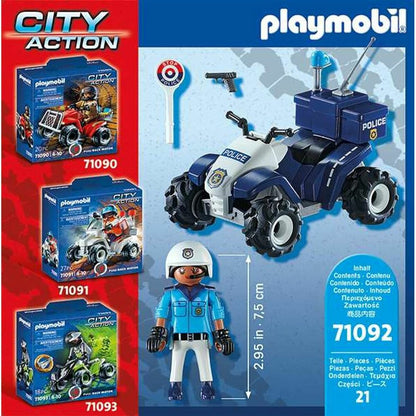 Hracia Sada Dopravných Prostriedkov Playmobil Speed Quad City Action 71092 Policajt (21 Pcs) - Hračky a Hry Bábiky