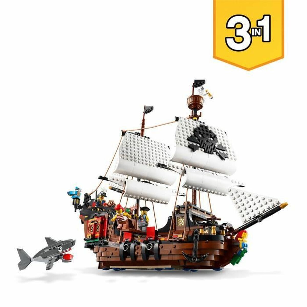 Hracia Sada Dopravných Prostriedkov Lego Creator 31109 Pirate Ship 3 v 1 1260 Kusy - Hračky a Hry Bábiky Postavičky