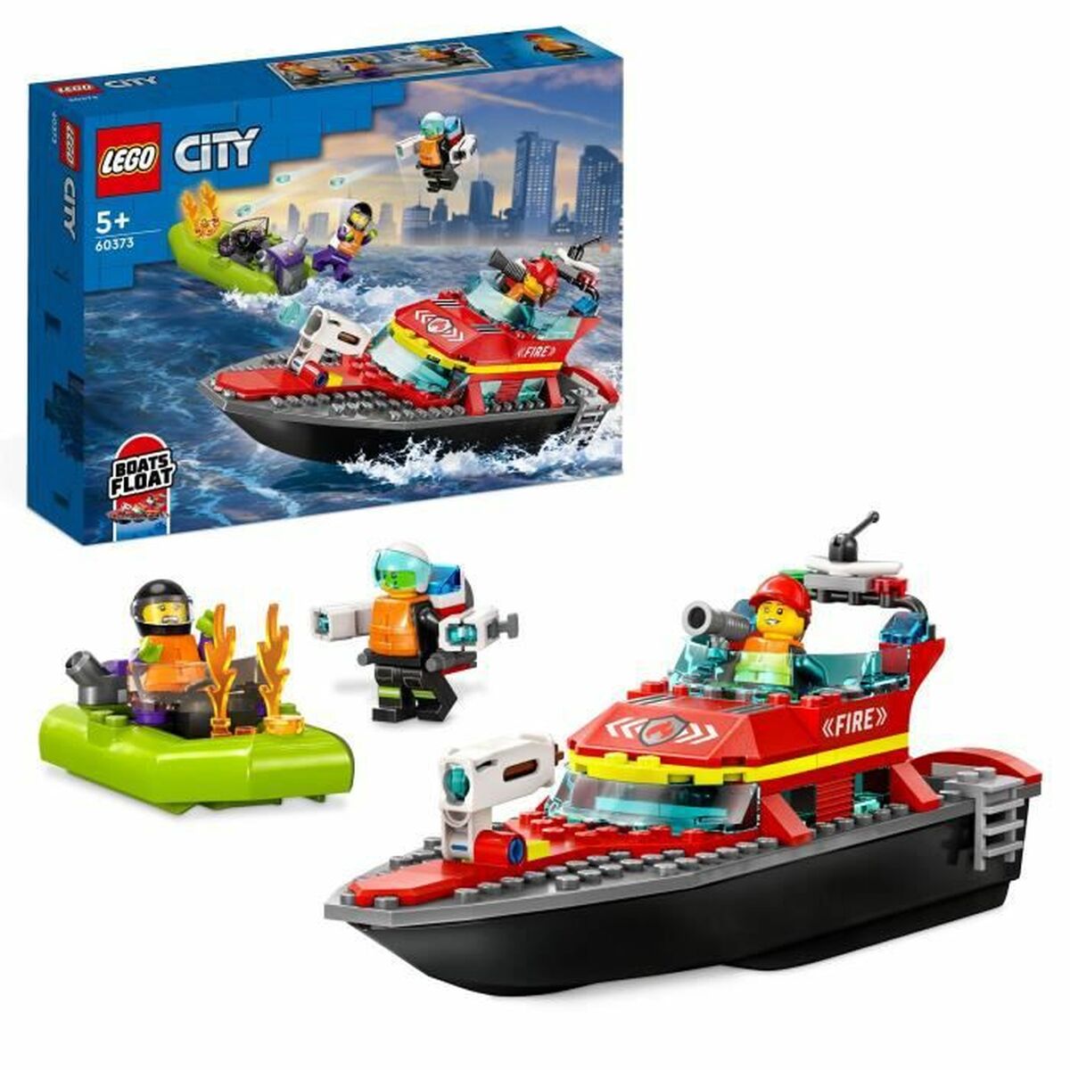 Playset Lego City 60373 The Firefighters’ Rescue Boat Viacfarebná 144 Kusy - Hračky a Hry Bábiky Postavičky