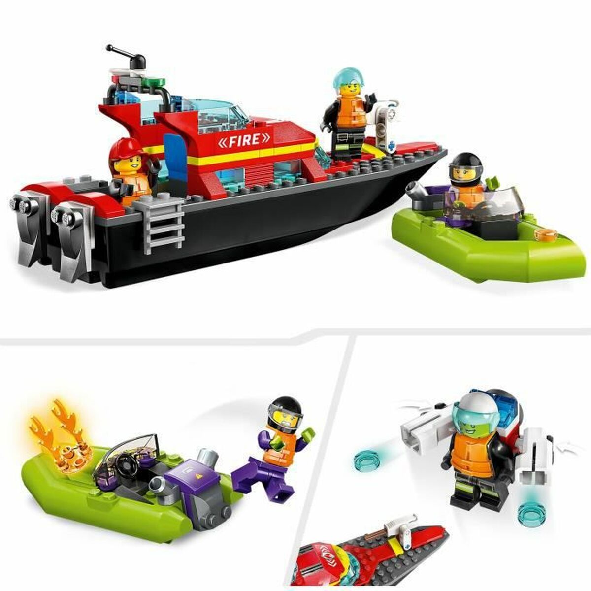 Playset Lego City 60373 The Firefighters’ Rescue Boat Viacfarebná 144 Kusy - Hračky a Hry Bábiky Postavičky