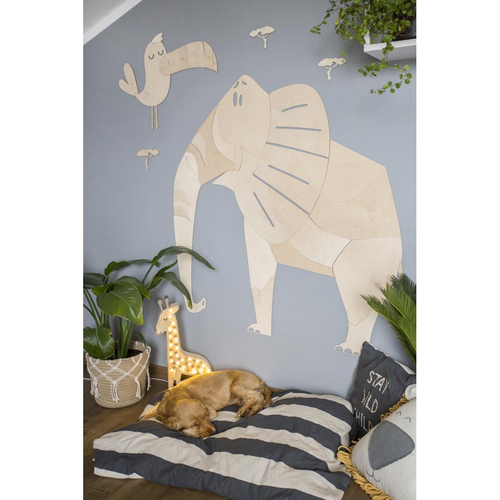 Slon - Drevená Nástenná Dekorácia v Safari štýle Veľkosť s - 100cmx98cm - Wall Decoration - Cutitnow