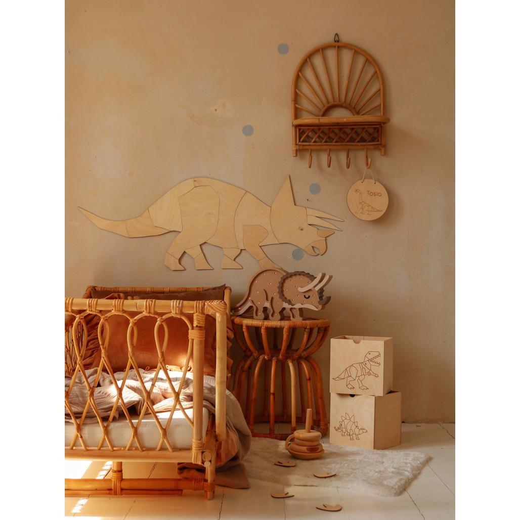 Dinosaur Triceratops - Drevená Nástenná Dekorácia Xl Veľkosť - 60cmx170cm - Wall Decoration - Cutitnow