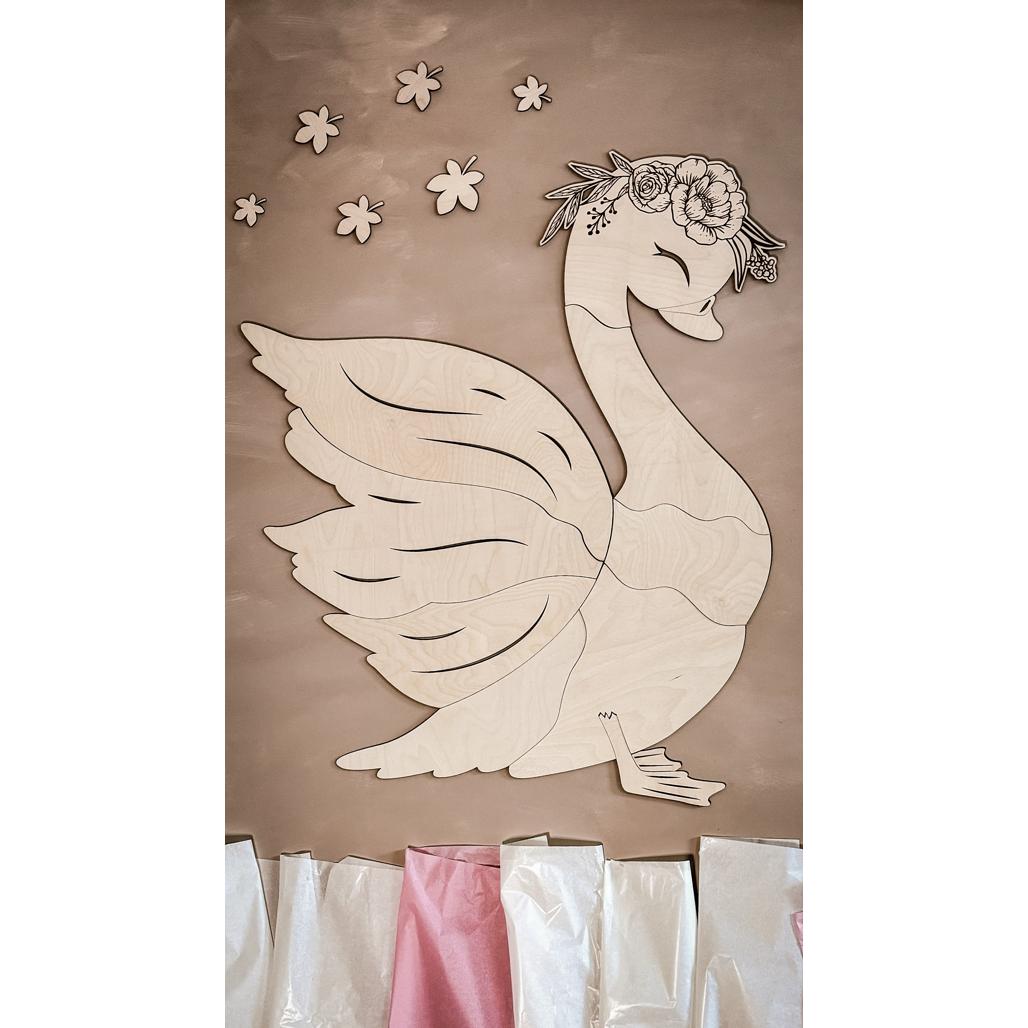 Labuť - Drevená Nástenná Dekorácia Veľkosť s - 78cmx68cm - Wall Decoration - Cutitnow