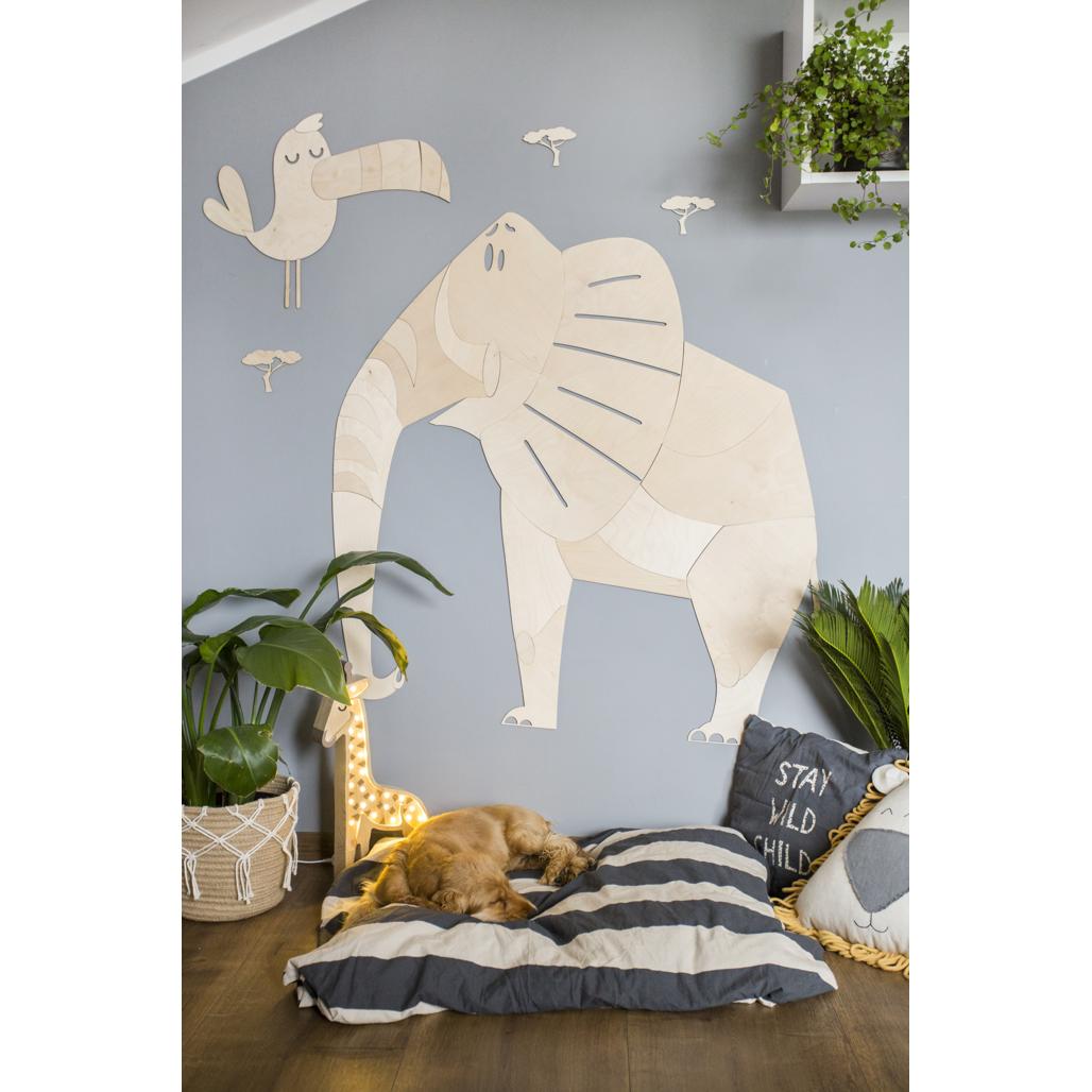 Slon - Drevená Nástenná Dekorácia v Safari štýle Veľkosť m - 115cmx113cm - Wall Decoration - Cutitnow