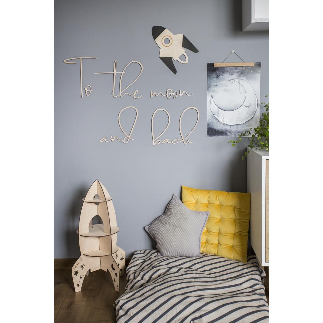 Drevená Nástenná Tabuľa: na Mesiac a Späť - 120cmx40cm - Wall Decoration - Cutitnow