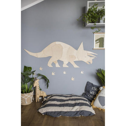 Dinosaur Triceratops - Drevená Nástenná Dekorácia Xl Veľkosť - 60cmx170cm - Wall Decoration - Cutitnow