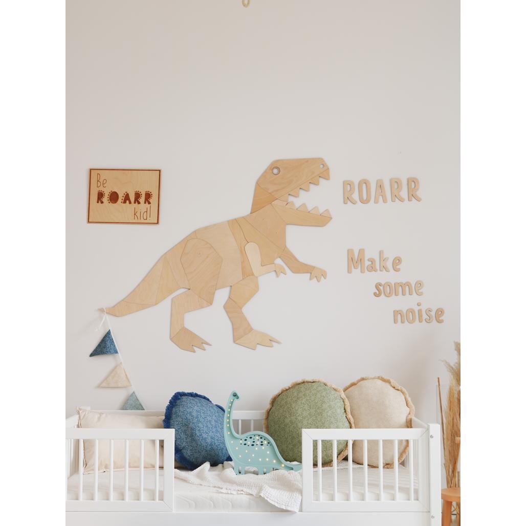 Drevená Nástenná Tabuľa: Urobte Nejaký Hluk Roarr - 140cmx15cm - Wall Decoration - Cutitnow