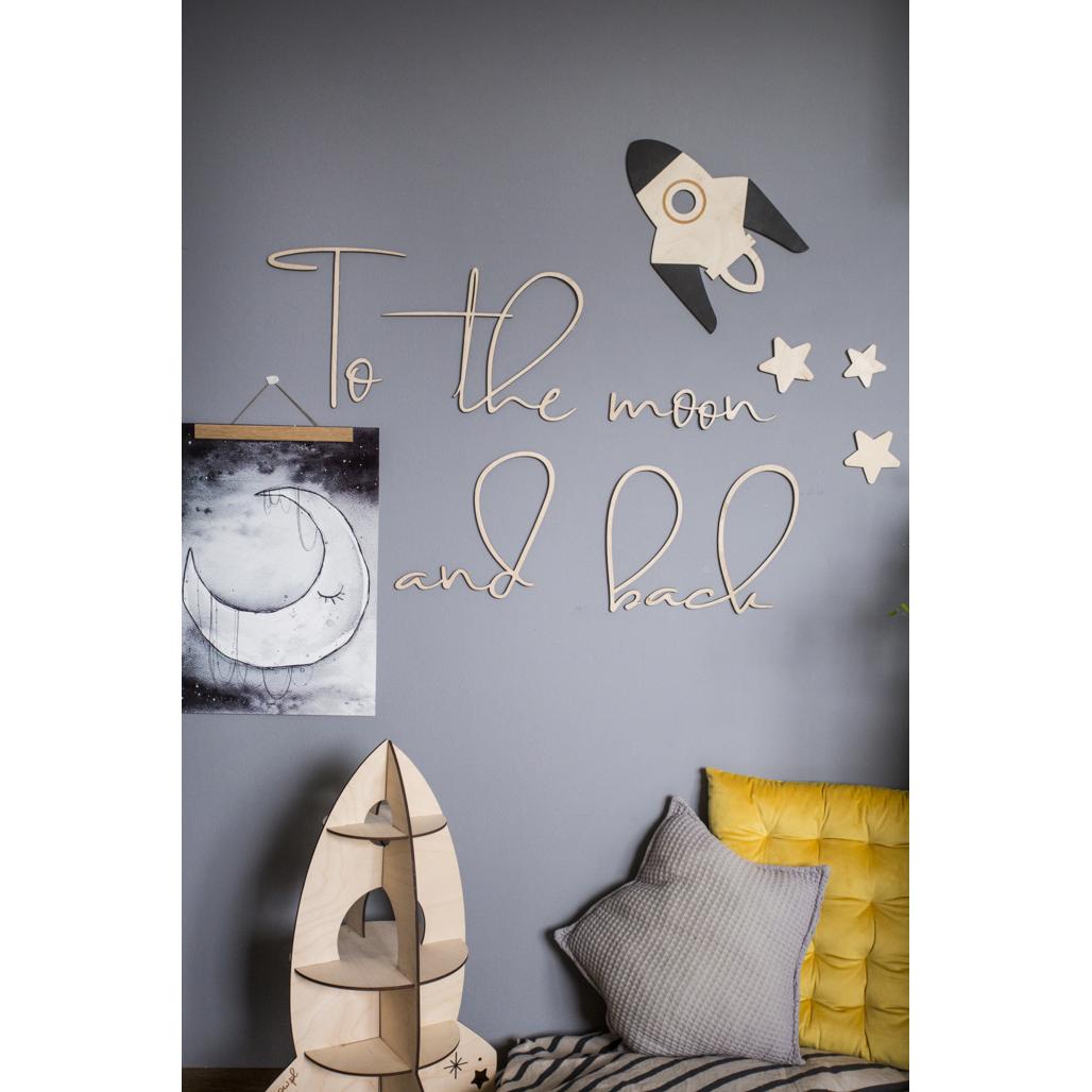 Drevená Nástenná Tabuľa: na Mesiac a Späť - 120cmx40cm - Wall Decoration - Cutitnow