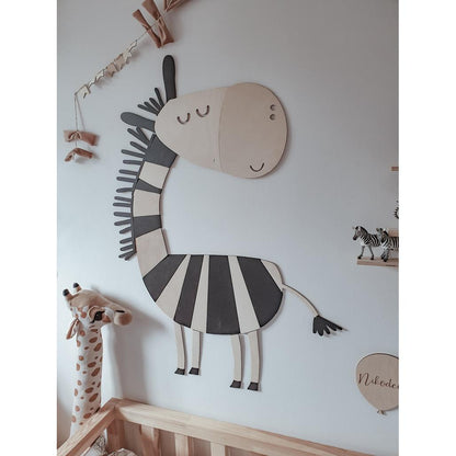 Zebra - Drevená Nástenná Dekorácia v Safari štýle Xl Veľkosť - 130cmx94cm - Wall Decoration - Cutitnow