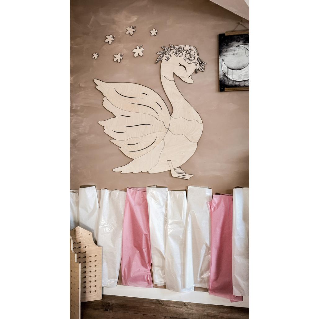 Labuť - Drevená Nástenná Dekorácia Veľkosť s - 78cmx68cm - Wall Decoration - Cutitnow