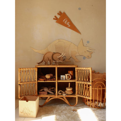 Dinosaurus Triceratops - Drevená Nástenná Dekorácia Veľkosť m - 50cmx140cm - Wall Decoration - Cutitnow