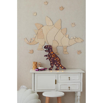 Dinosaurus Stegosaurus - Drevená Nástenná Dekorácia Veľkosť s - 60cmx94cm - Wall Decoration - Cutitnow