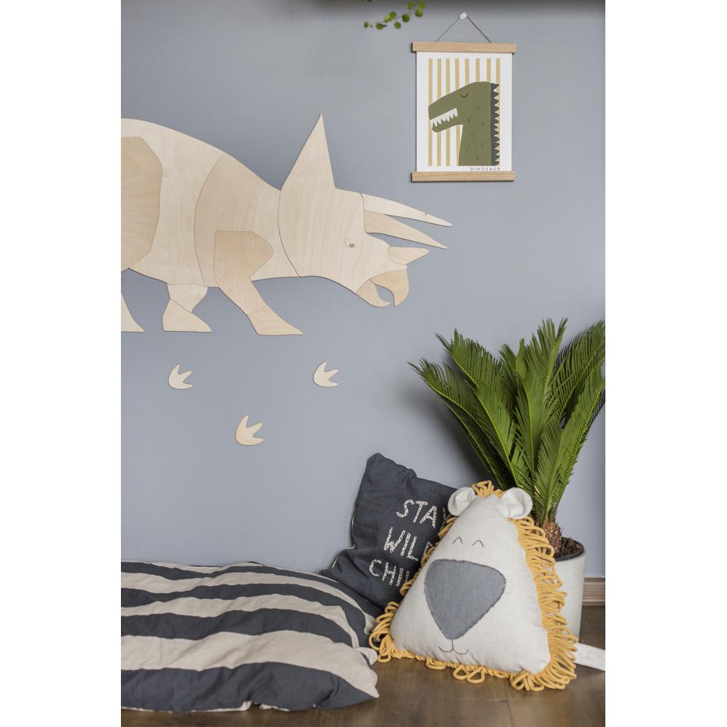 Dinosaur Triceratops - Drevená Nástenná Dekorácia Xl Veľkosť - 60cmx170cm - Wall Decoration - Cutitnow