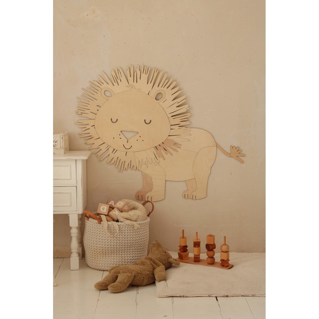 Lev - Drevená Nástenná Dekorácia v Safari štýle Veľkosť s - 65cmx75cm - Wall Decoration - Cutitnow