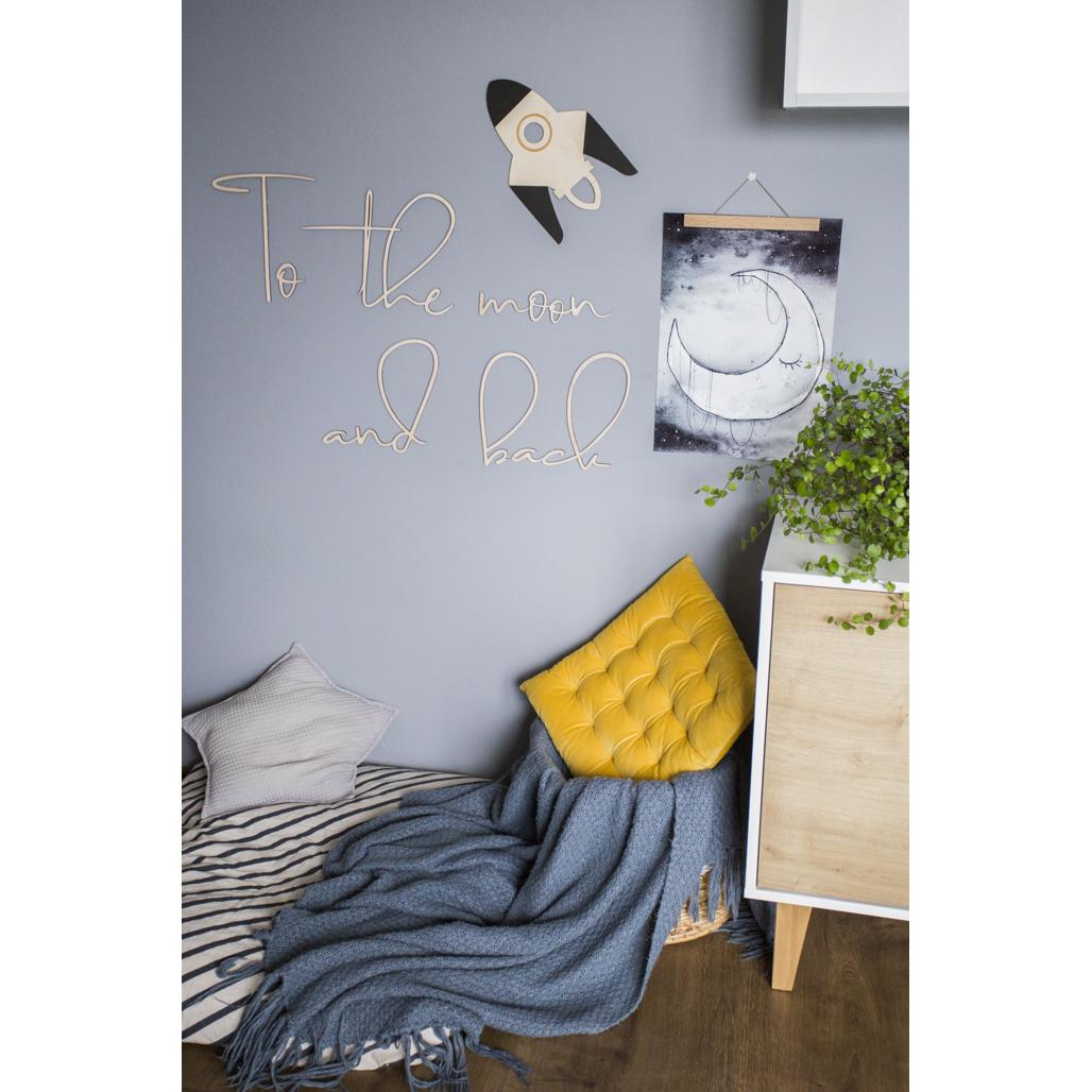 Drevená Nástenná Tabuľa: na Mesiac a Späť - 120cmx40cm - Wall Decoration - Cutitnow