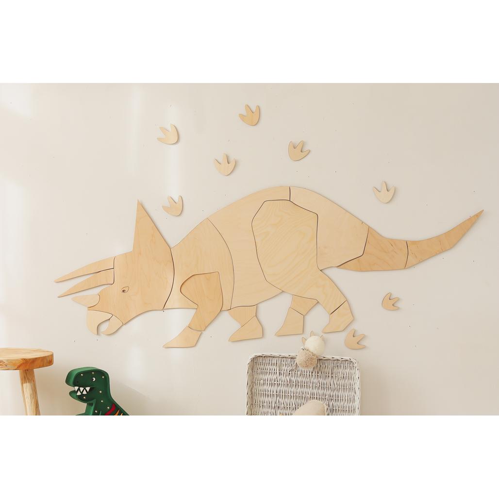 Dinosaurus Triceratops - Drevená Nástenná Dekorácia Veľkosť m - 50cmx140cm - Wall Decoration - Cutitnow