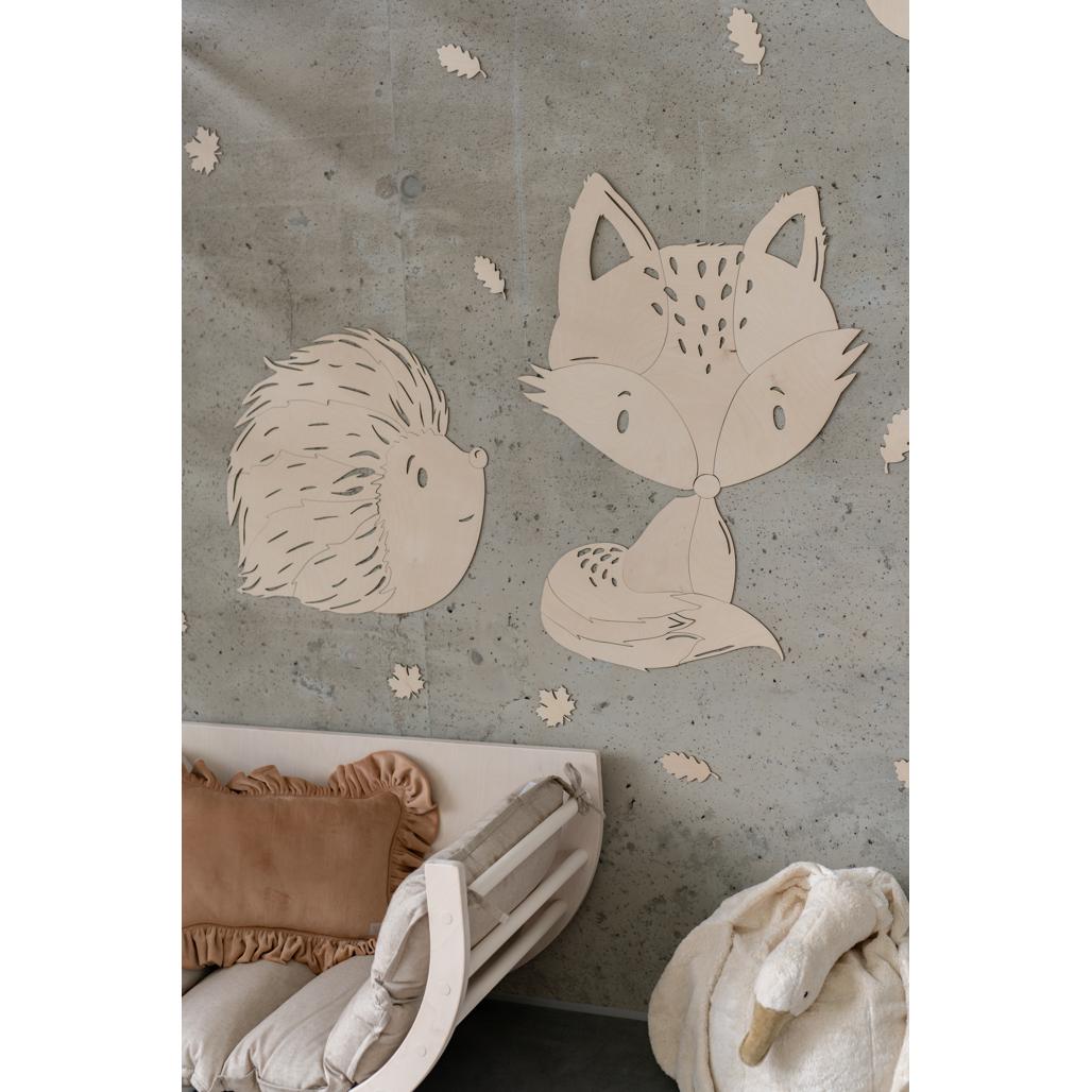 Líška - Drevená Nástenná Dekorácia z Kolekcie Lesných Zvierat Veľkosť s - 65cmx42cm - Wall Decoration - Cutitnow