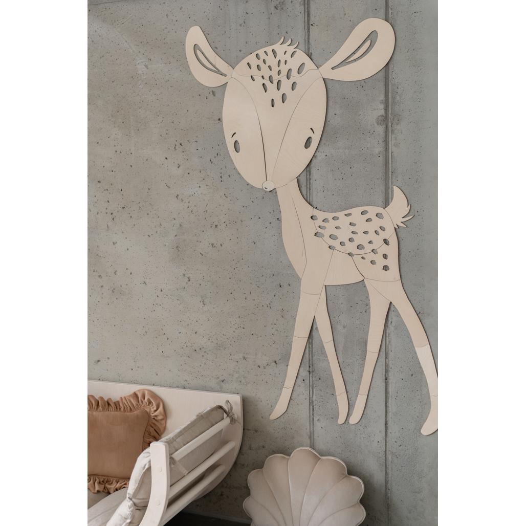 Jeleň - Drevená Nástenná Dekorácia z Kolekcie Lesné Zvieratá Veľkosť s - 120cmx67cm - Wall Decoration - Cutitnow