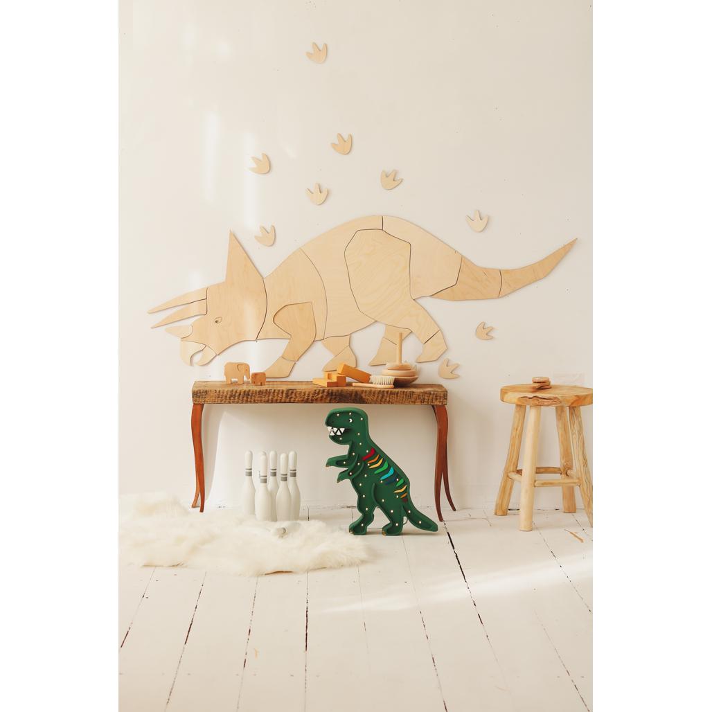 Dinosaur Triceratops - Drevená Nástenná Dekorácia Xl Veľkosť - 60cmx170cm - Wall Decoration - Cutitnow