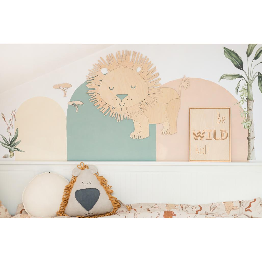 Lev - Drevená Nástenná Dekorácia v Safari štýle Veľkosť s - 65cmx75cm - Wall Decoration - Cutitnow