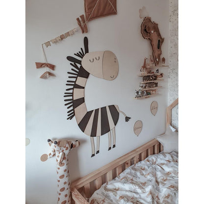 Zebra - Drevená Nástenná Dekorácia v Safari štýle Xl Veľkosť - 130cmx94cm - Wall Decoration - Cutitnow