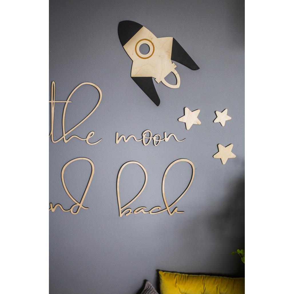 Drevená Nástenná Tabuľa: na Mesiac a Späť - 120cmx40cm - Wall Decoration - Cutitnow