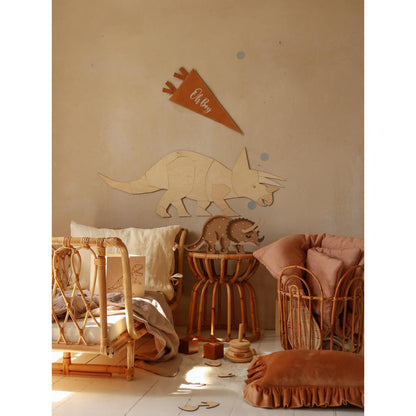 Dinosaurus Triceratops - Drevená Nástenná Dekorácia Veľkosť m - 50cmx140cm - Wall Decoration - Cutitnow