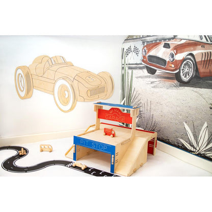 Retro Auto - Formula 1 Drevená Nástenná Dekorácia Veľkosť s - 105cmx57cm - Wall Decoration - Cutitnow