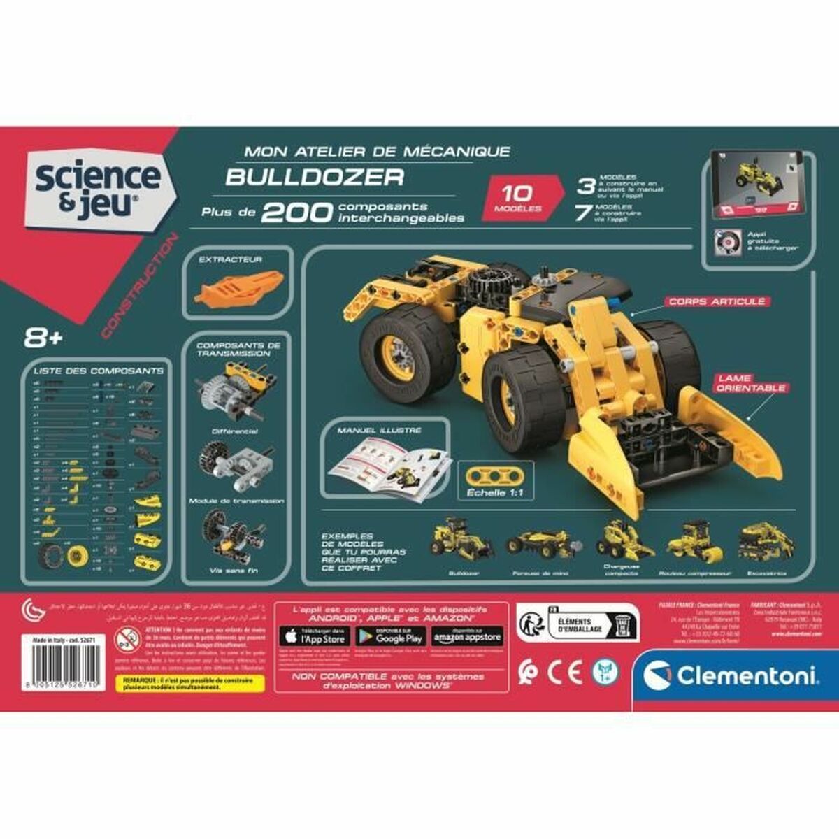 Traktor s Lyžicou Clementoni Bulldozer Stem + 8 Rokov 10 Modely - Hračky a Hry Vozidlá