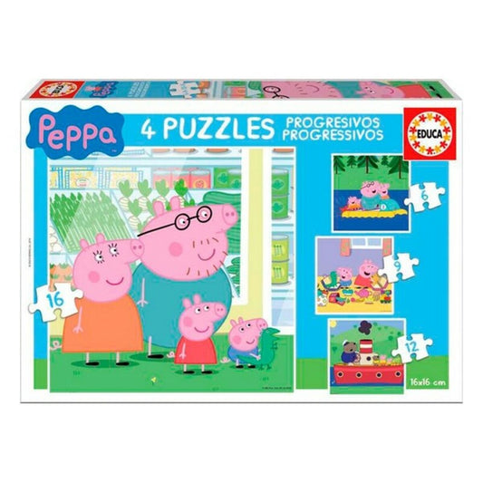 Sada 4 Puzzle Peppa Pig Educa - Hračky a Hry Puzzle Hlavolamy