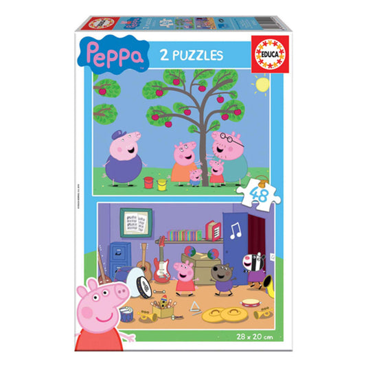 Detské Puzzle Educa Peppa Pig (2 x 48 Pcs) - Hračky a Hry Puzzle Hlavolamy