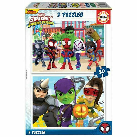 Sada 2 Puzzle Spidey Team Up 20 Kusy 28 x Cm - Hračky a Hry Puzzle Hlavolamy