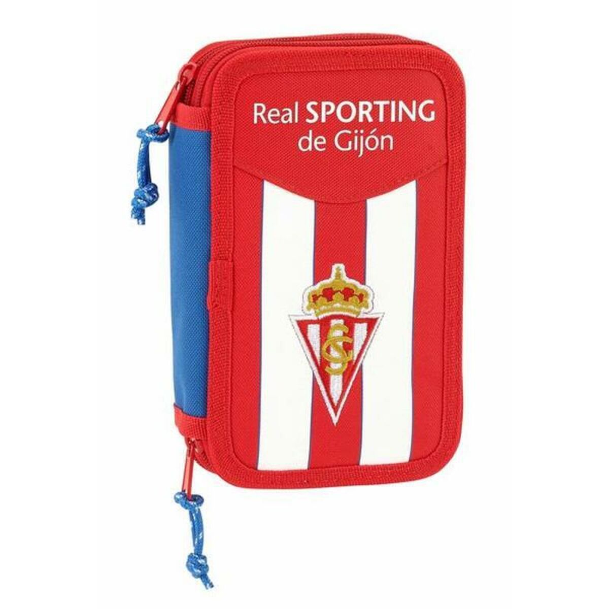 Dvojitý Peračník Plumier Real Sporting De Gijón Biela červená (28 Pcs) - Peračníky s Vybavením