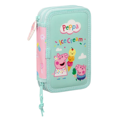 Dvojitý Peračník Plumier Peppa Pig Ice Cream Ružová Mätová 12.5 x 19.5 4 Cm (28 Kusy) - Kancelária