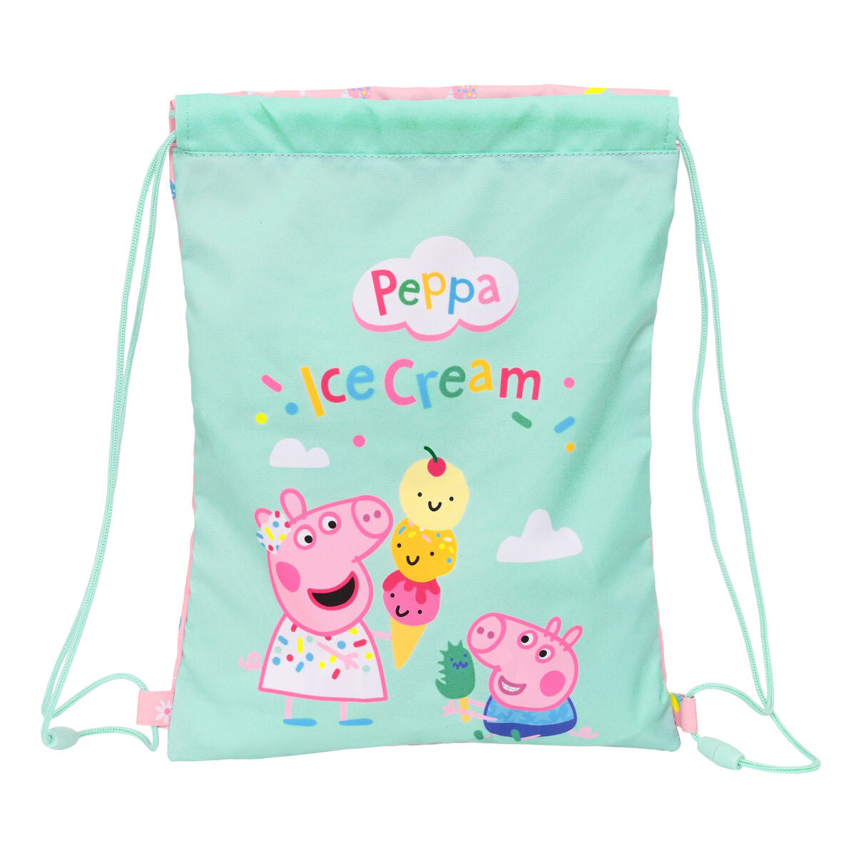 Batoh so šnúrkami Peppa Pig Ice Cream Ružová Mätová 26 x 34 1 Cm - Kancelária a Kancelárske Potreby školský