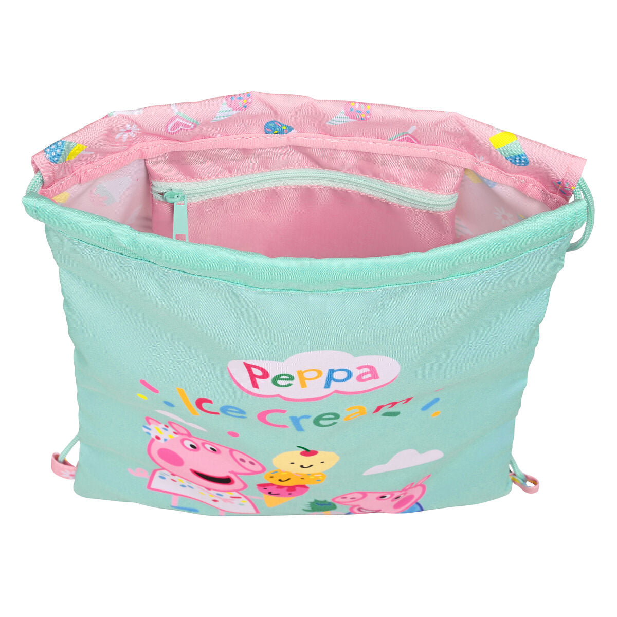 Batoh so šnúrkami Peppa Pig Ice Cream Ružová Mätová 26 x 34 1 Cm - Kancelária a Kancelárske Potreby školský