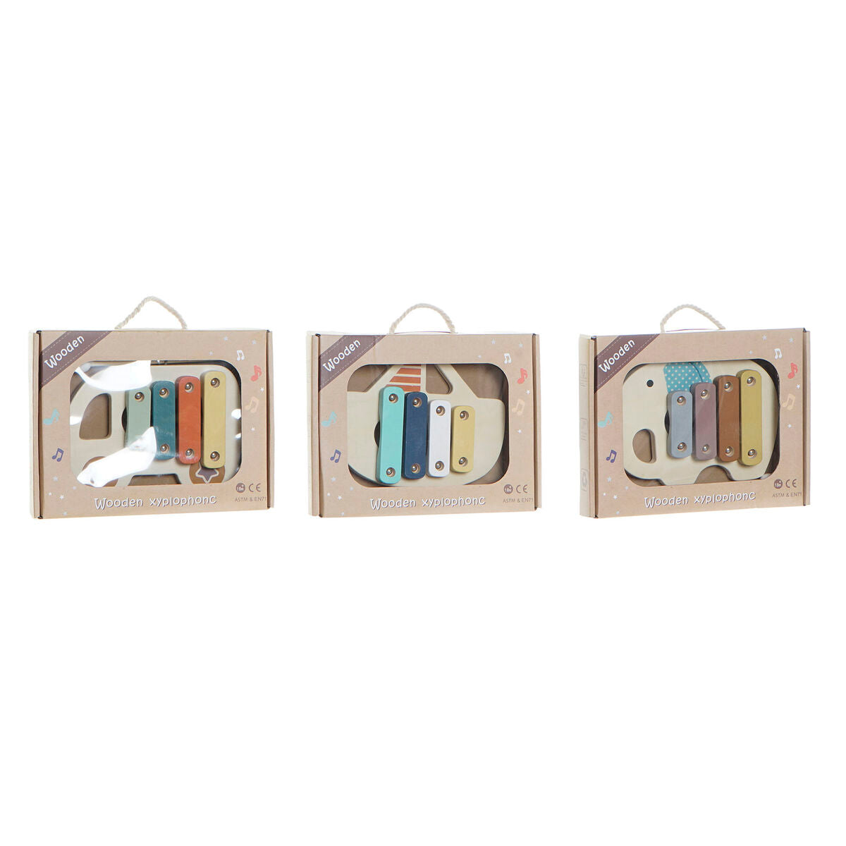 Xylofón Dkd Home Decor Kov Drevo (17 x 34 Cm) (3 Pcs) - Hračky a Hry Hudobné Nástroje pre Deti