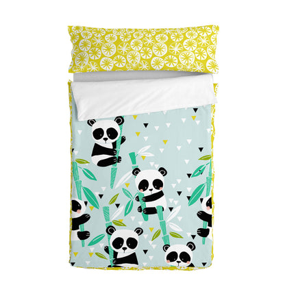 Prešívané Obliečky Bez Výplne Happyfriday Moshi Panda Garden Blue Modrá 90 x 200 Cm - Domácnosť a Kuchyňa Bytový Textil