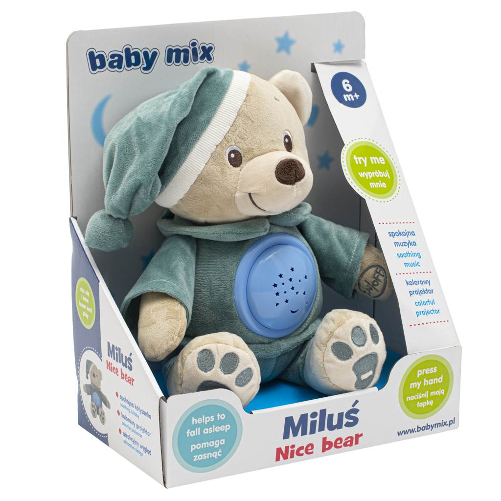 Plyšový Zaspávačik Medvedík s Projektorom Baby Mix Modrý - Hračky pre Bábätká - Baby Mix