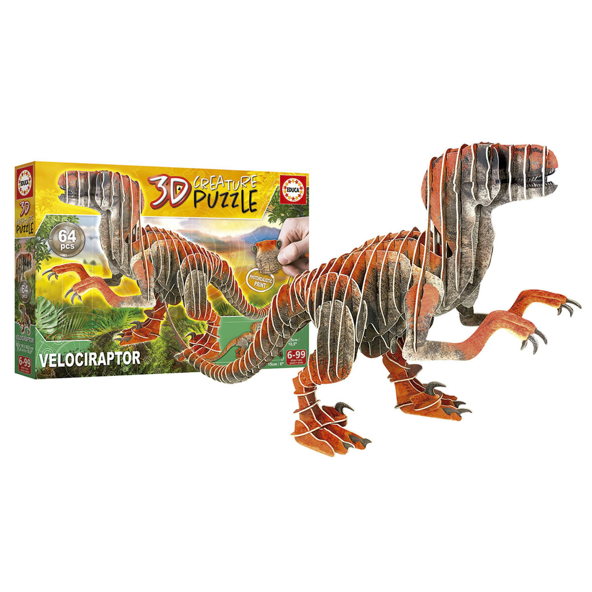 Puzzle Educa Velociraptor 3d 58 Kusy - Hračky a Hry Hlavolamy