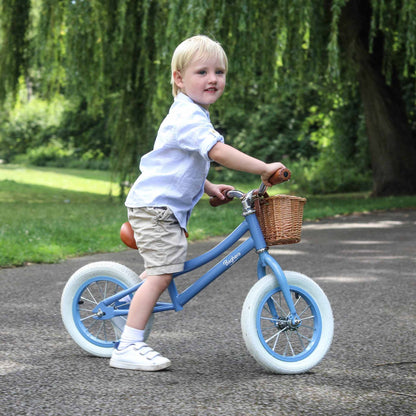 Balančný Bicykel s Ratanovým Košíkom - Pastelovo Modrý - Baghera - Balančné Bicykle