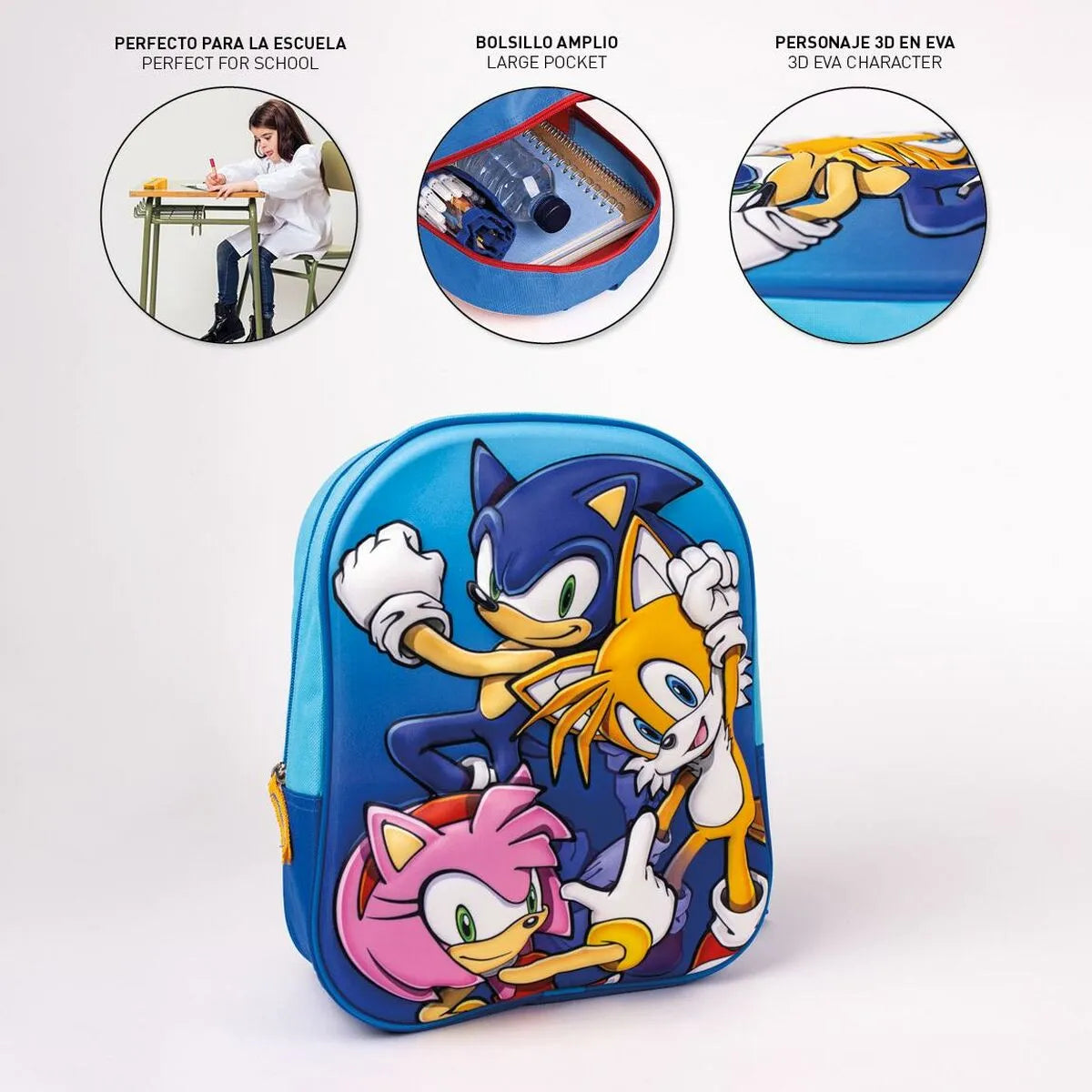 Batoh pre Deti 3d Sonic 25 x 31 9 Cm Modrá - Kancelária a Kancelárske Potreby školský Vzdelávací Materiál