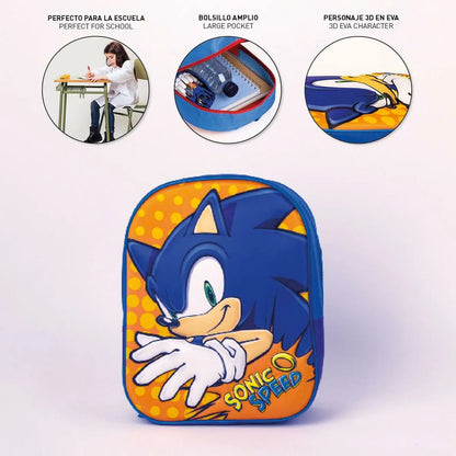 Batoh pre Deti 3d Sonic Oranžová Modrá 25 x 31 9 Cm - Batohy