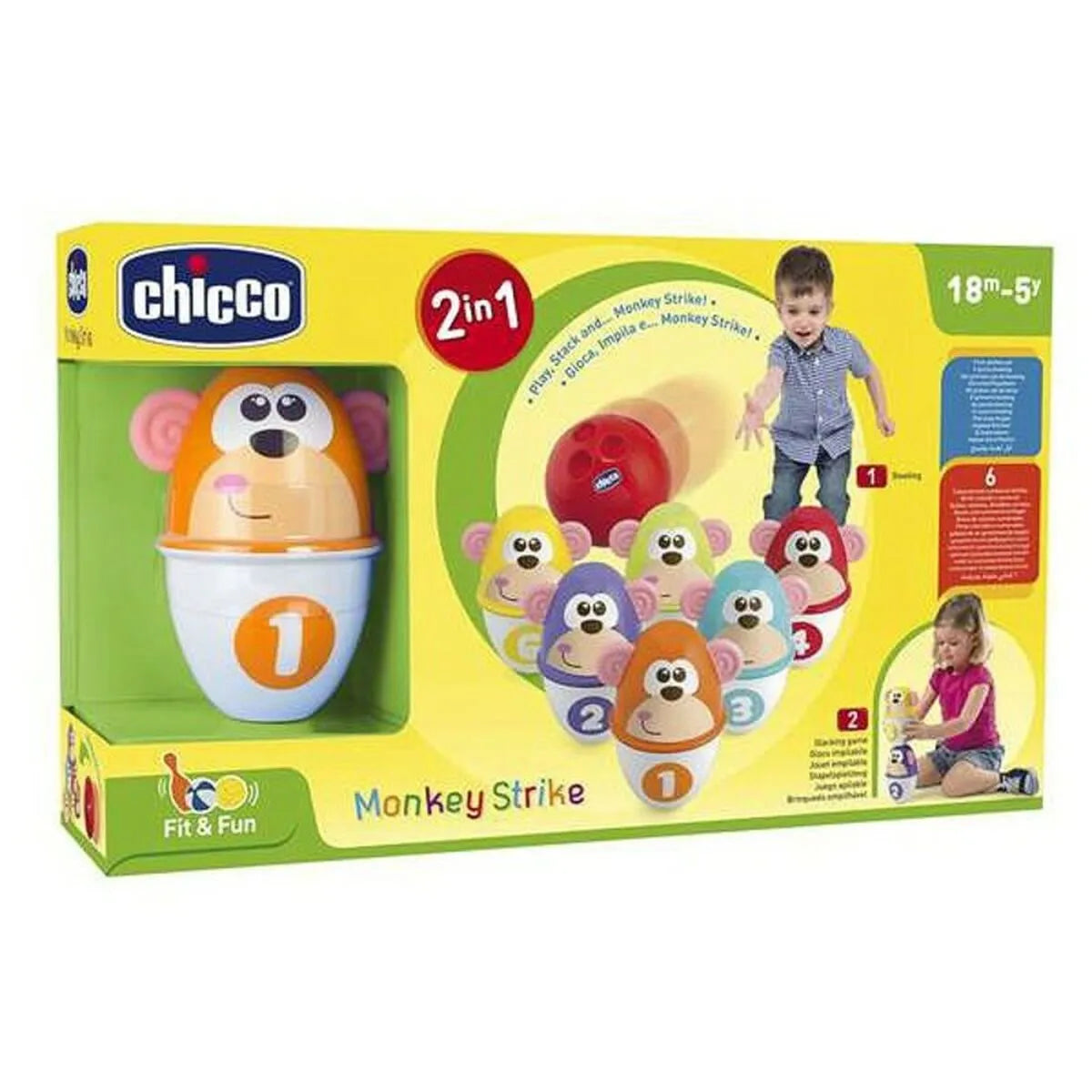 Bowlingová Hra Monkey Strike Chicco (7 Pcs) - Hračky