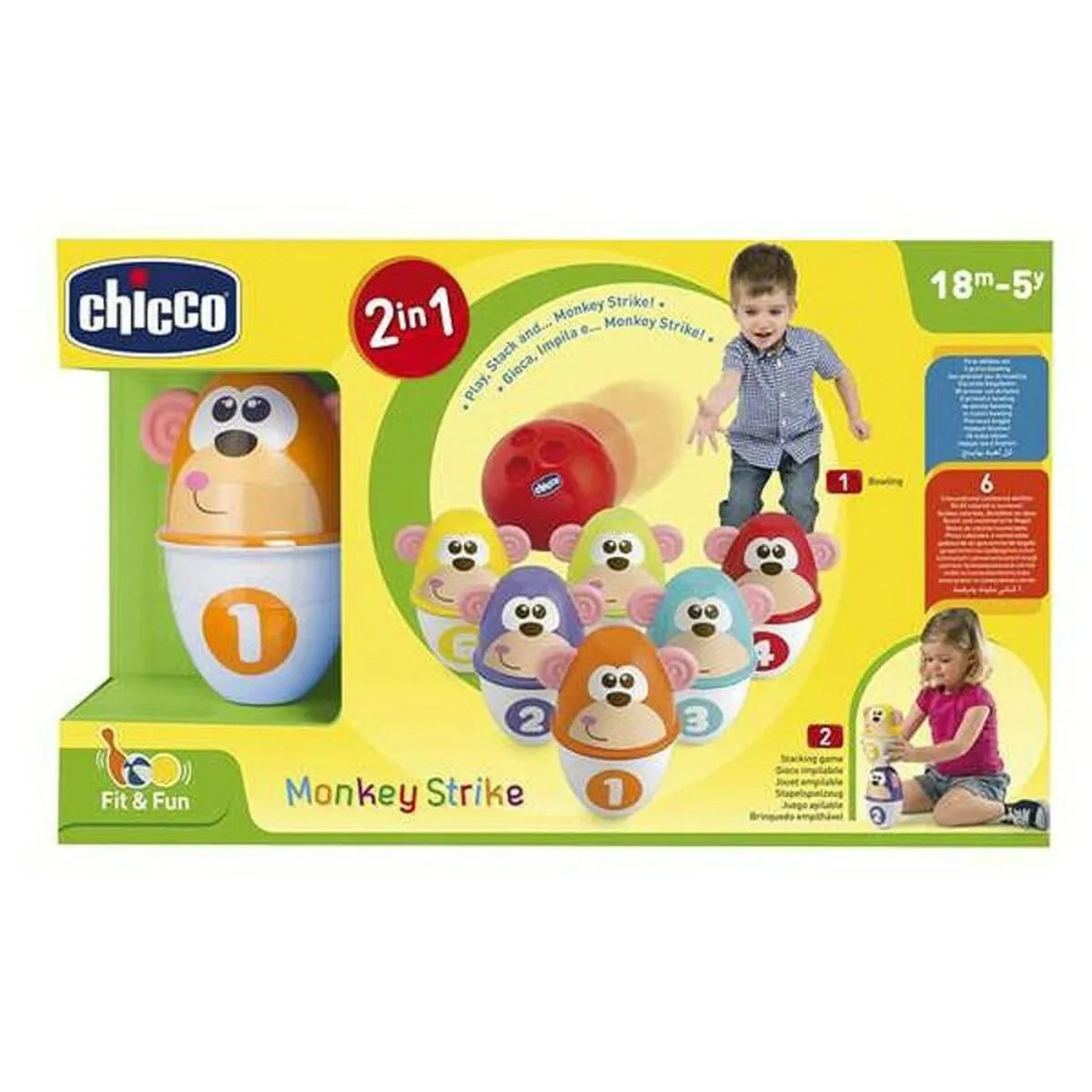 Bowlingová Hra Monkey Strike Chicco (7 Pcs) - Hračky