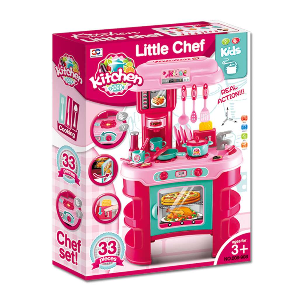 Detská Kuchynka Little Chef Baby Mix Ružová 32 Ks - Kuchynky - Baby Mix