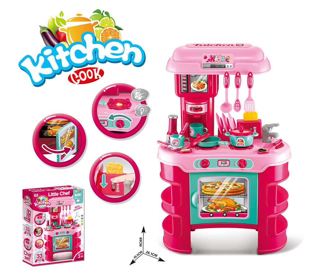 Detská Kuchynka Little Chef Baby Mix Ružová 32 Ks - Kuchynky - Baby Mix