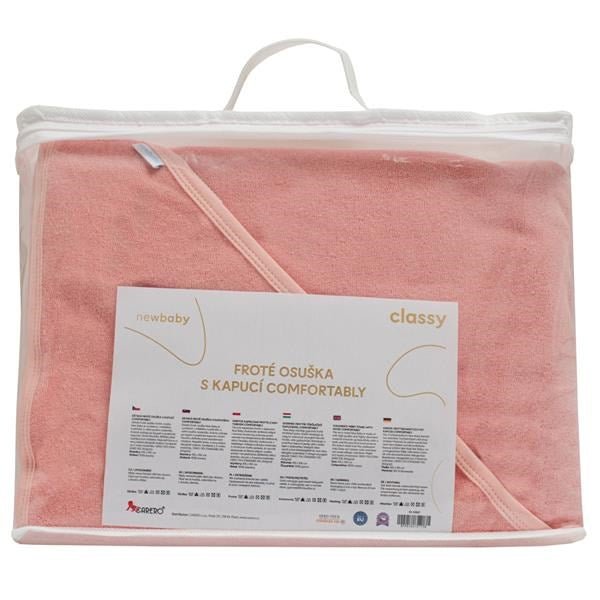 Detská Luxusná Froté Osuška s Kapucňou New Baby Comfortably 100x100 Cm Pink - Osušky a Poncha - New Baby